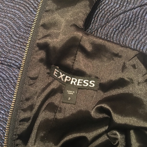 Express Blue Sparkle Structured Cocktail Dress - Picture 7 of 7